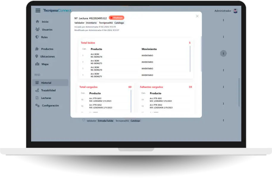 Tecnipesa Connect software en ordenador