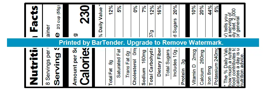 BarTender Free label watermark